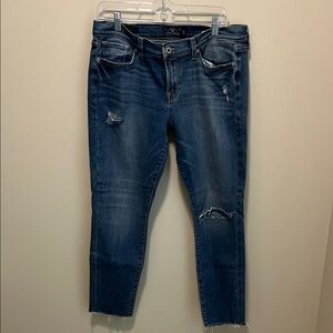 Lucky Brand Dark Blue Distressed Cropped Jeans